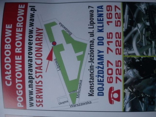 ROWERY MAGDY I ALBERTA WARSZAWA KONSTANCIN,SERWIS MOBILNY,DOJEŻDŻAMY